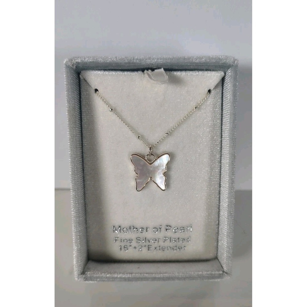 City X City Mother Of Pearl Silver Plated Butterfly Necklace